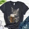 Funny Cat Beer T-Shirt, Vintage 90s Drunk Kitty Tee, Retro Cat Drinking Shirt, Meme Cat Graphic Tee, Washed Unisex Shirt, Cat Lover Gift