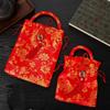 Chinese Style Canvas Flower Drawstring Bag Wrist Bag Festive Sugar Bag New Year Bucket Bag Wedding
