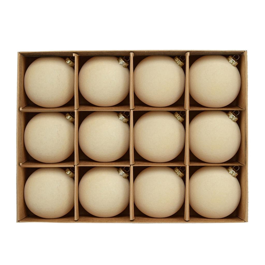 12Pcs Christmas Ball Ornament 6cm Multiple Colors Flocking Designs Decoration For Holiday Wreath Garland And Tree