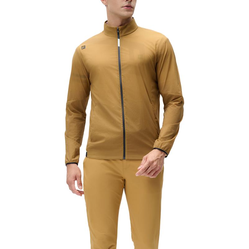 FILA Comfortable Stylish Elastic Soft Stand Collar Zip Design Long Sleeve Jacket Men jackets Yellow Brown A11M435702F-BN