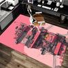 1pc Anime Cartoon Design Office Chair Mat - Pink Building with Japanese Characters and Flags - Non-Slip Carpet for Home Decor, Living Room, Bedroom, G