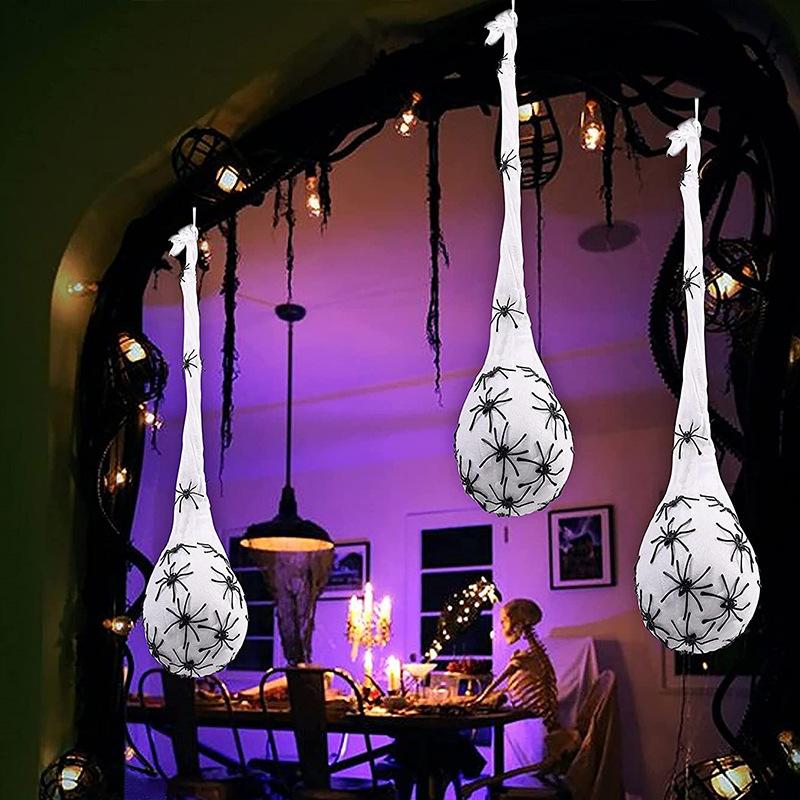 Halloween Decoration Spider Egg Glowing Spider Web Egg Hanging Decoration Party Exterior Decoration Wall Porch Lawn