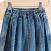 DIMANAF 2026 Summer New Plus Size Women Wide Leg Jeans Pants Casual Elastic Waist Short Pants Denim Cotton Blue Loose Shorts
