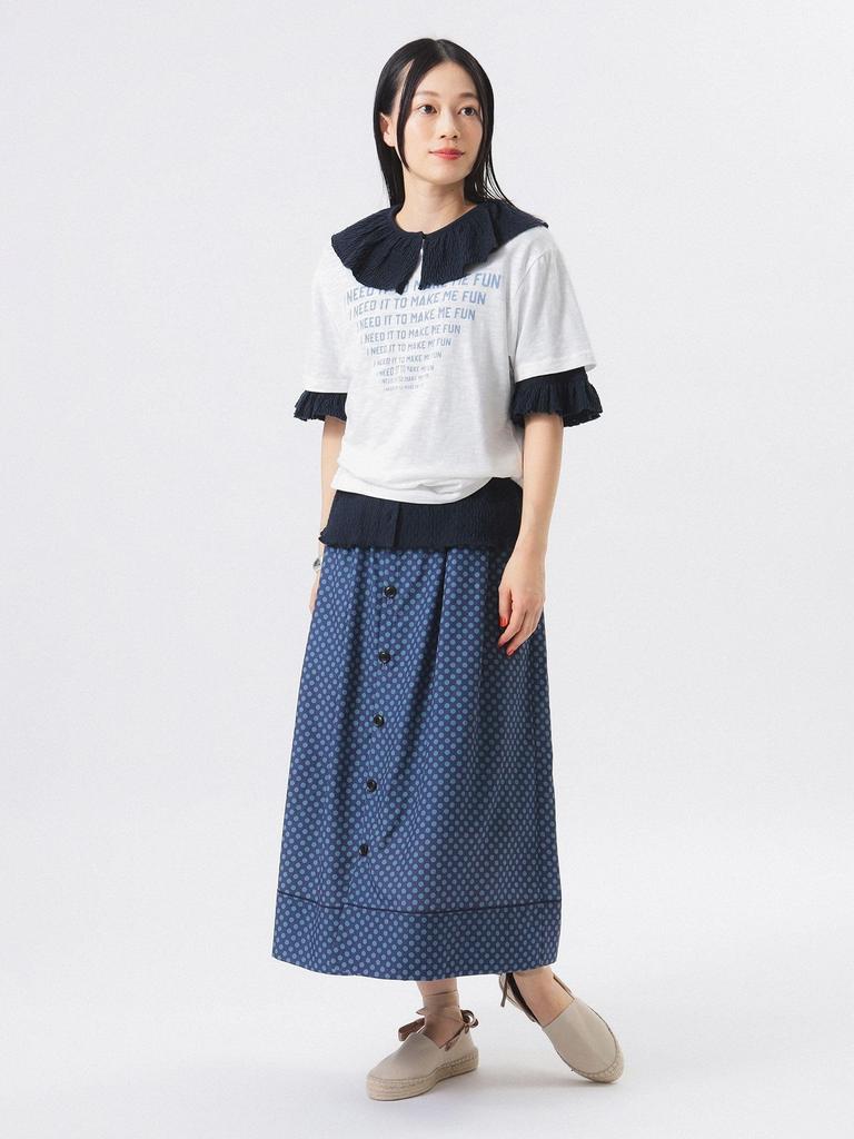 Beams Boy Women's Dotted Front Open Skirt, Navy, One Size, 13270128803