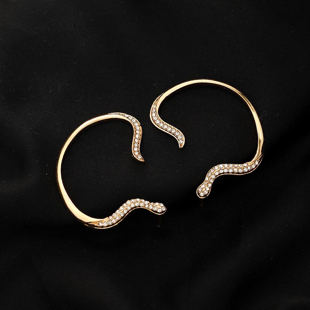 Snake Earrings, Fashionable Winding Exaggerated Personalized Ear Clips, Temperament Rhinestone Snake Stud Earrings, Ear Hanging Earrings