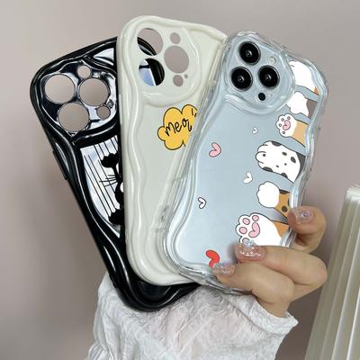 LZ9 Cartoon Cat Cute Art Design Clear Soft Wave Phone Cases for Samsung S24 S23 Ultra S20 A54 A14 A52s A51 Huawei Honor90 Realme Protection Back Cover