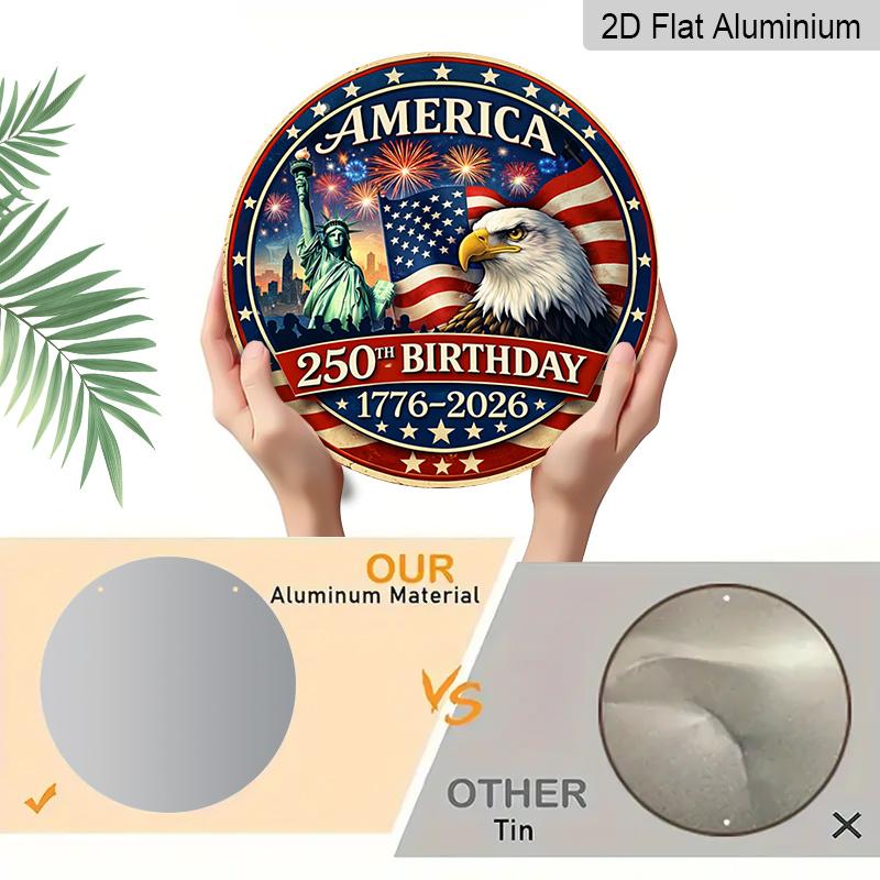 2D Plat, 1 stuk Amerika 250ste Verjaardag Muurbord Geschikt voor Patriottische Decoratie, 250 Jaar Geschiedenis Viering, Retro Plaquette voor 4 juli, Herdenking