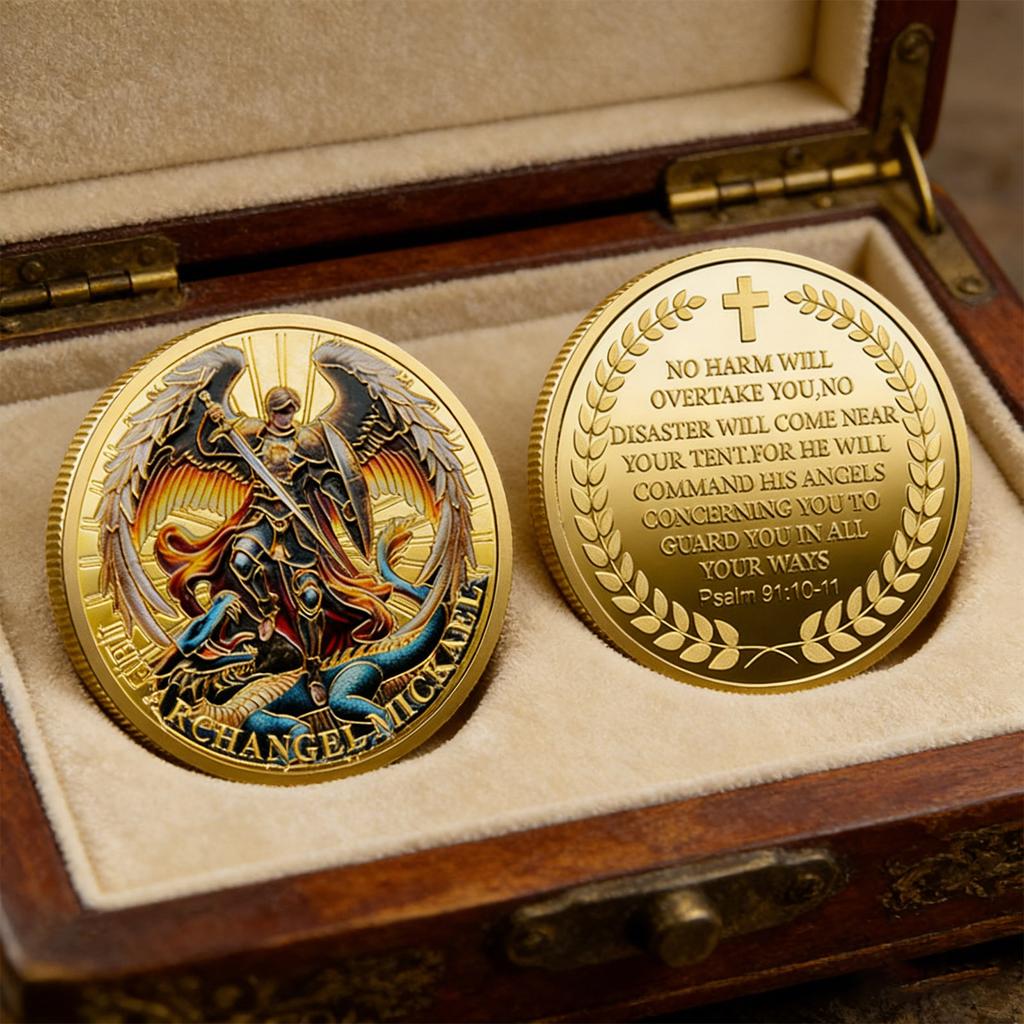 Michaels Archangel Protections Coin Christian Challenge Coin Tokens Collectibles of Strength,Protections and Faith