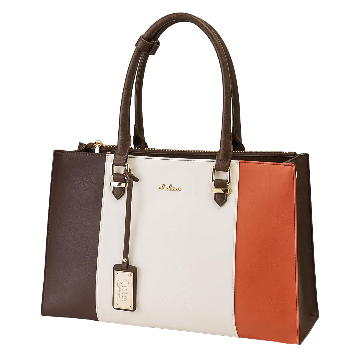 

CLELIA Women s Tricolor Tote Bag, Large Capacity, A4 Size, 2-Way Shoulder Bag, Riberte Series [CL-22772] (Soleil)