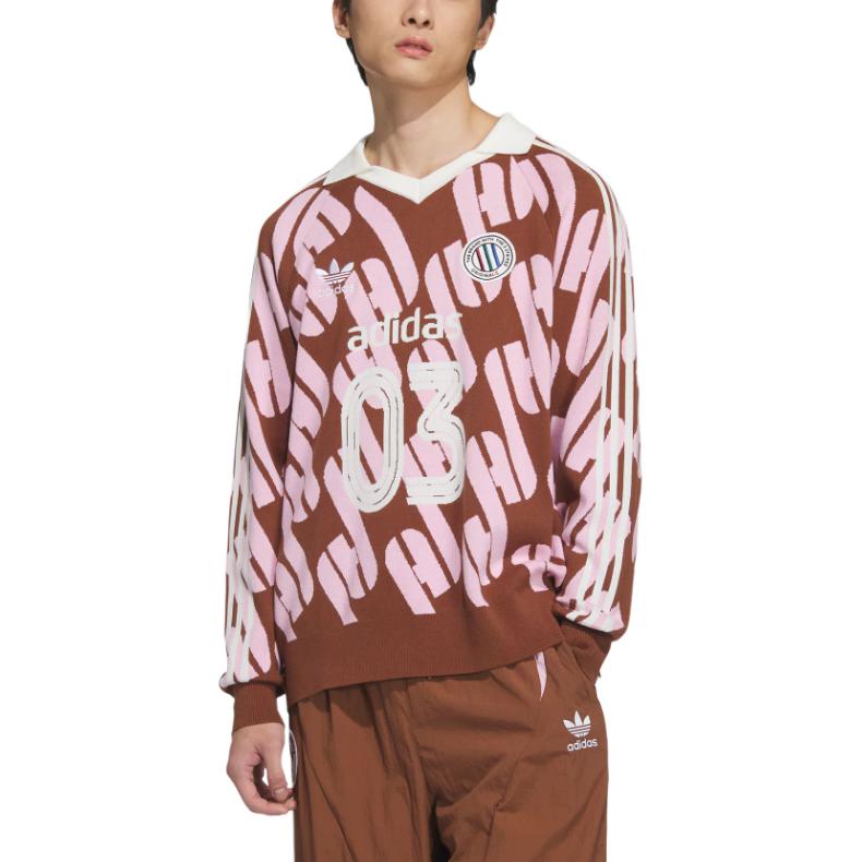 Adidas Originals Adcbc FW24 Adicolor Fall Winter Collection Fashion Comfortable Soft Pullover Sweatshirt Unisex Sweatshirt Dark-Brown Pink JL8368