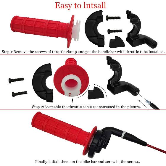 7/8 22Mm Twist Throttle Accelerator Handle Grips,Mini Bike Throttle Cable Kit,Throttle Cable Kit For 50Cc 90Cc 110Cc 125Cc150Cc 200Cc 250Cc 4-Stroke