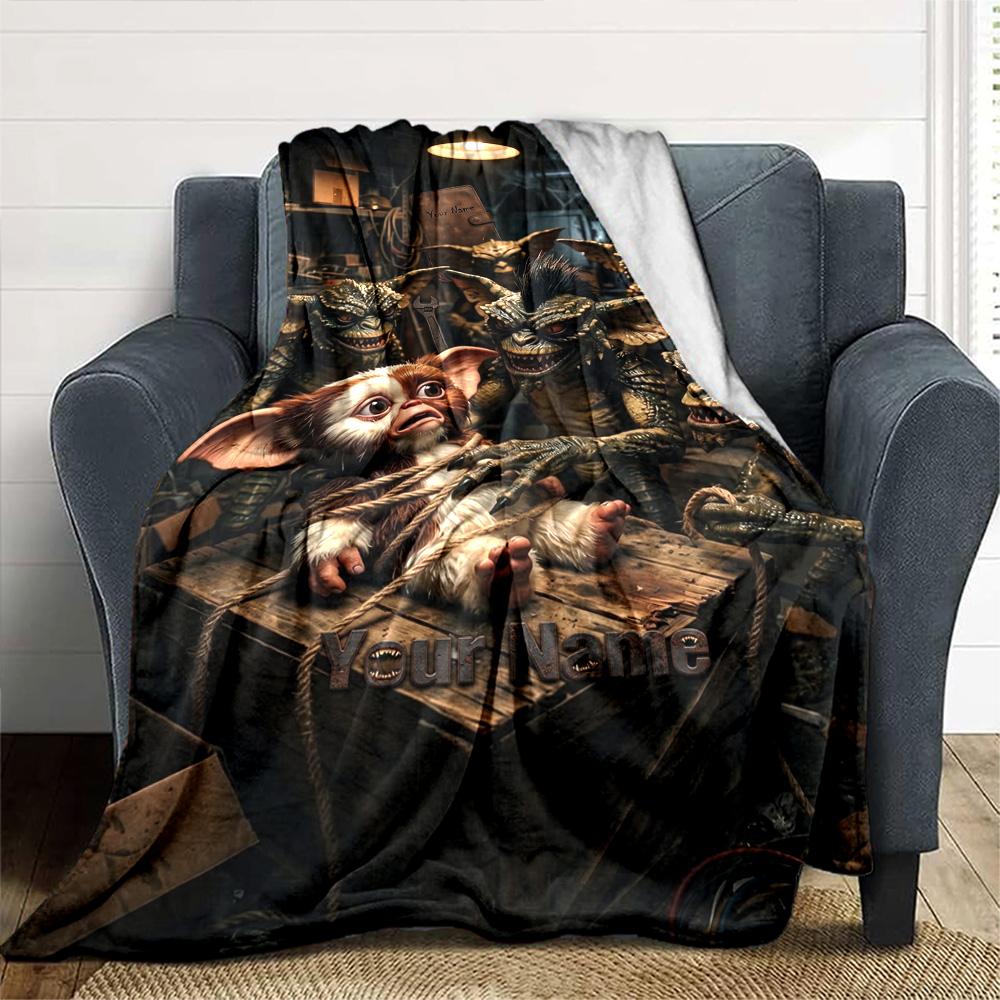 Gremlins Customize Your Name Blanket Multi-purpose Personalized Blanket Soft Warm Cozy Throw For Seaside Livingroom Bed Couch Four Seasons Universal