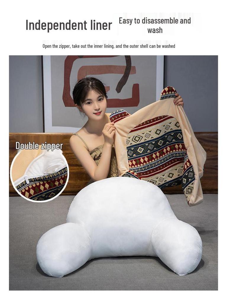 Ethnic Style Soft Bed Head Cushion Pillow – Large Backrest for Reading, Lumbar Support, Pregnancy Comfort