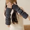 Plush Knitting Fingerless Gloves Women Winter Warm Arm Sleeve Soft Stacked Half Sleeves Arm Warmer Fine Mitten Casual Punk Glove