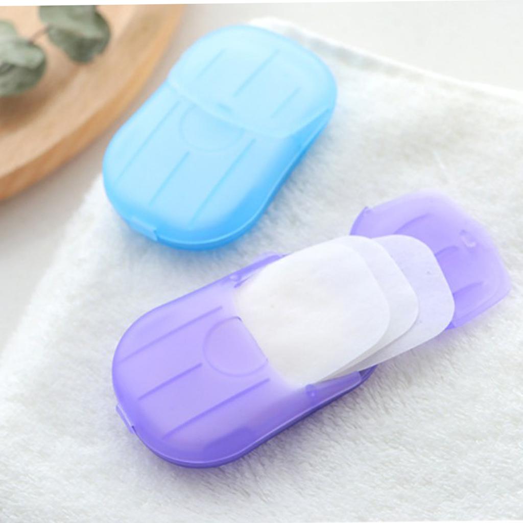 20pcs Portable Hand Washing Mini Soap Paper Disposable Bath Travel