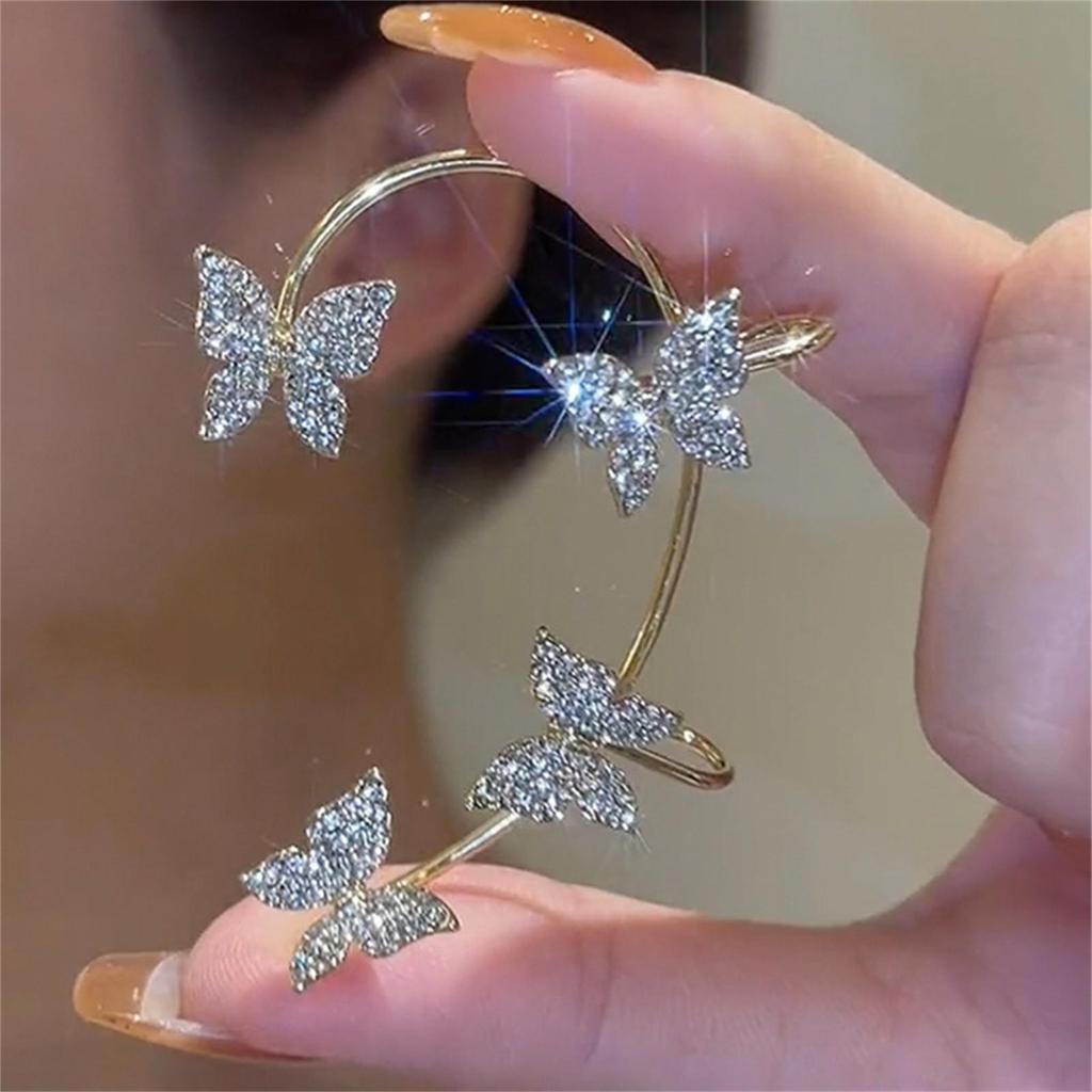Fashion Gift Women's Pierced Earrings Rhinestone Butterfly Earrings Holiday Gift Earrings