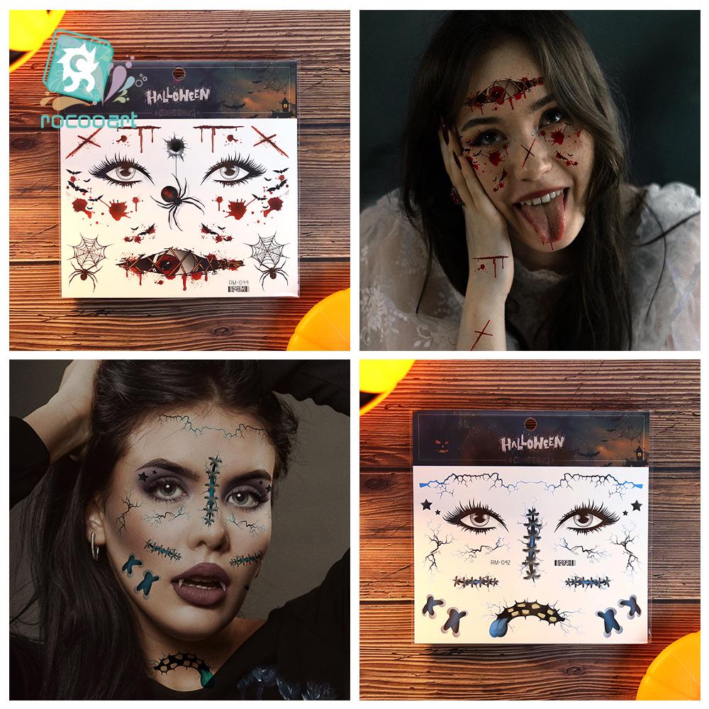 Realistic Halloween Scar Face Tattoo Stickers - Waterproof Makeup Terror Stickers