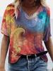 Verão Nova T-shirt Feminina Estampa 3D Retrô Decote V Manga Curta Camiseta Moda Feminina T-shirt Roupa Y2k T-shirt Feminina