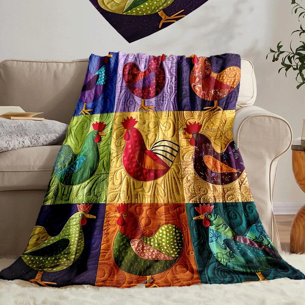 Rooster Theme Blanket for Sofa Bed Travel Camping Living Room Office Conditioning Blanket for All Seasons Gifts
