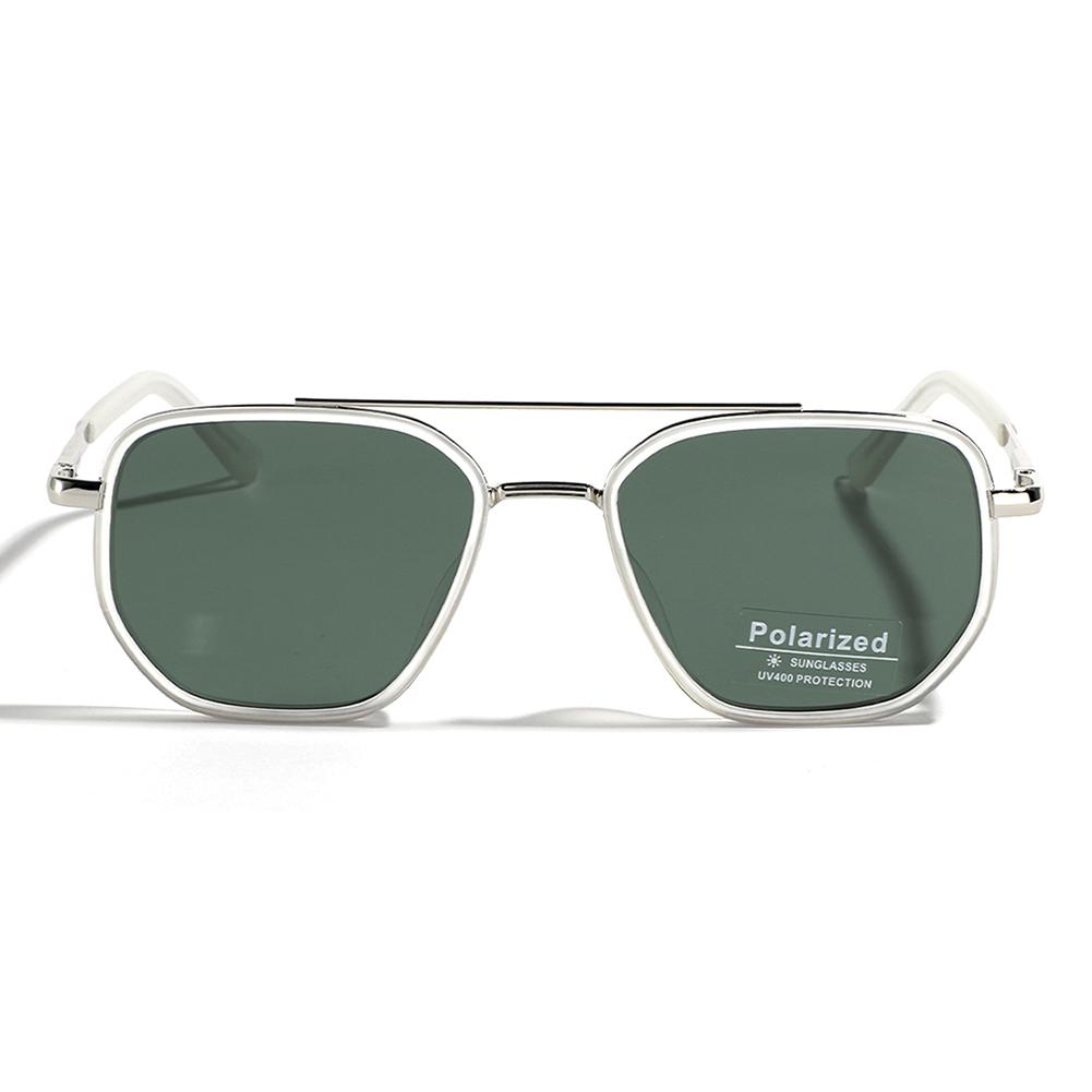 Peekaboo TR90 Polarized Sunglasses Men Retro Style Metal Square Sun Glasses for Women Double Bridge Driving Green Black Uv400