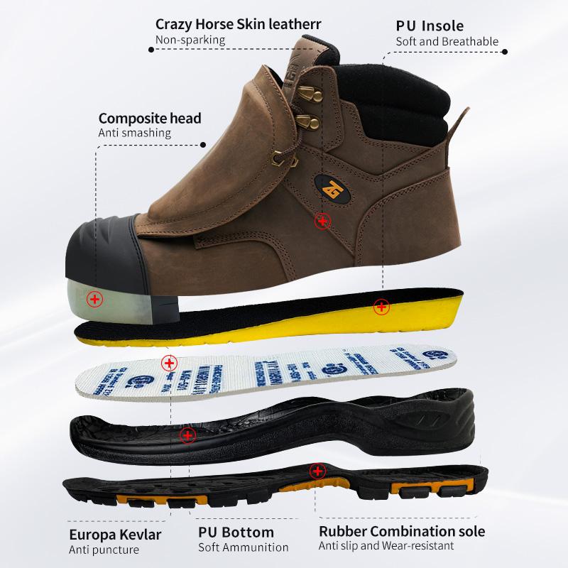 Men Boots Leather GenuineLeather Quality high Work Composite shoes Genuine Indestructible Puncture Proof Safety Security