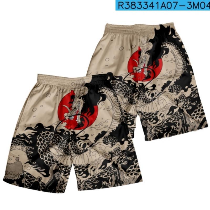 

Japanese Style Anime Dragon Print Board Shorts Trunks Summer Beach Swimming Shorts Men Fashion Short Pants Beach clothes XXL