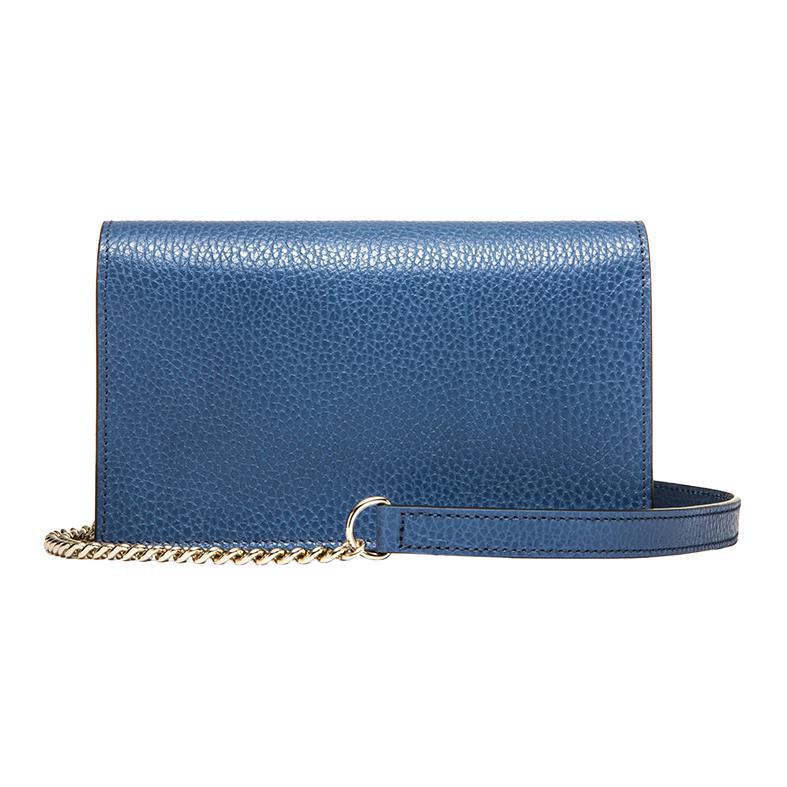 Gucci Logo Double G Pattern Litchi Grain Leather Woc Messenger Envelope Chain Wallet Crossbody Shoulder Bag Women bags Blue 510314-CAO0G-4231