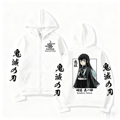 Demon Slayer Muichiro Tokit Hoodie Anime Jacke Reißverschluss Oberteile Streetwear Herbst Winter Langarm Pullover Herren Damen