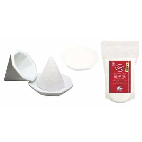 Naruto Whirlpool Purifying Salt, Good Luck and Power Spot, 400g, Set of 2 Octagonal Plates and Salt Bowl