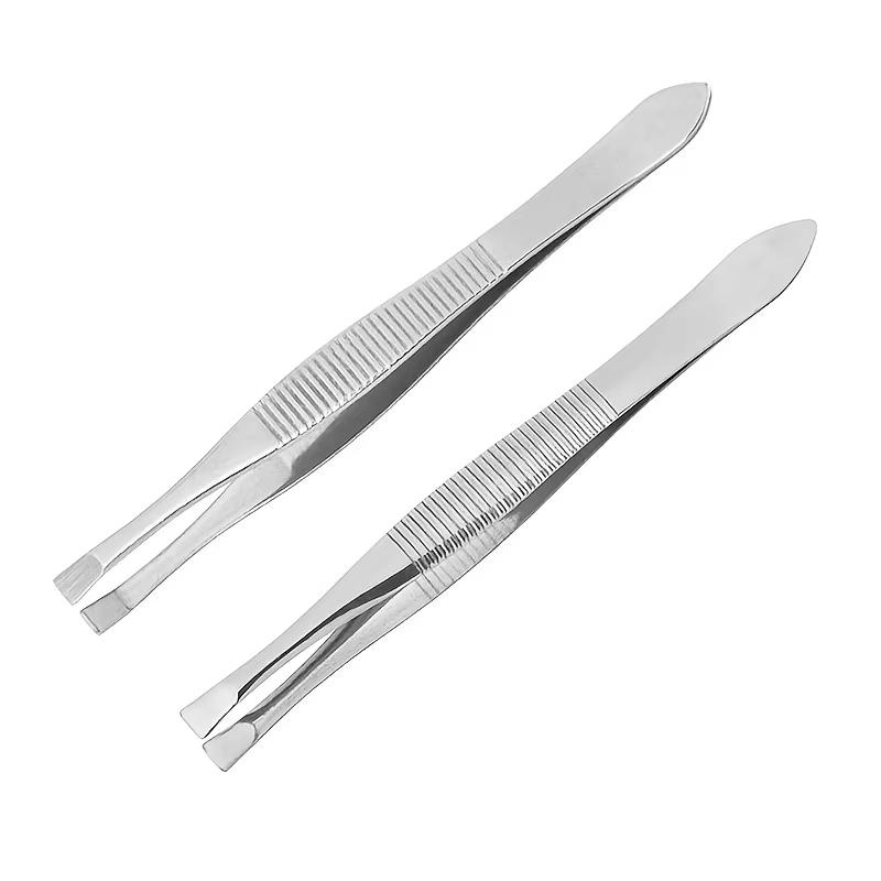 Stainless Steel Convenient Small Tool Eyebrow Pliers Eyebrow Tweezers Professional Eyebrow Hair Removal Tweezer Flat Tip Tools
