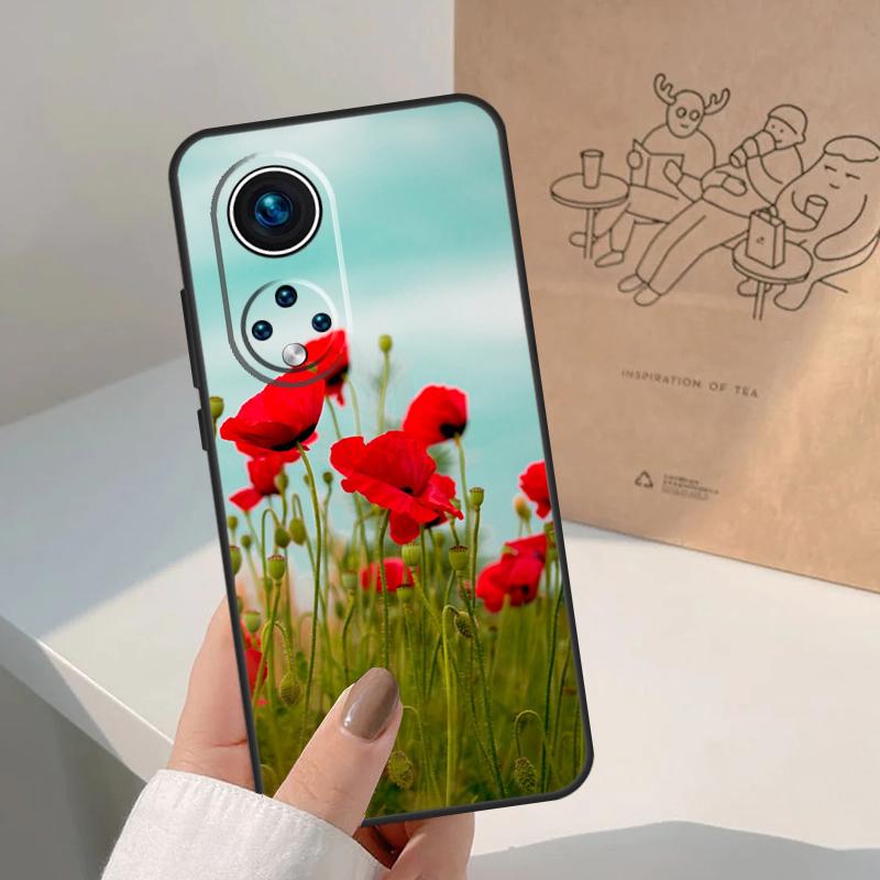 Red Corn Poppy Flower For Honor Magic 7 Lite 5 6 8 Pro Case For Honor 400 200 90 70 50 X8c X8b X9a X9b X9c X9d Win