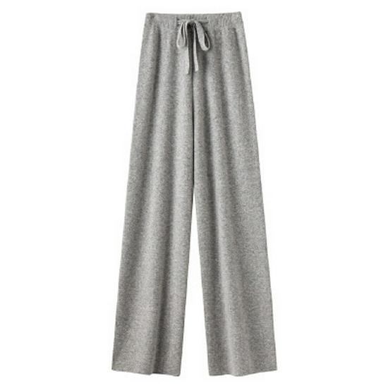 

Women s Australian Wool Wide-Leg Cashmere Knit Pants - Thick, Drape, Floor-Length, One Size, for Autumn/Winter. One Size