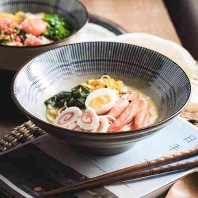 Large Ceramic Bowl Japanese Noodle Ramen Bowl Round Porcelain Soup Salad Food Serving Bowls Restaurant Home Kitchen Tableware