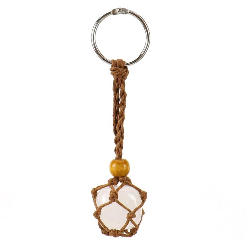 DIY Keychain Unfinished String Lanyard Keychain Crystal Stone Holder Cage Keyring Unique Jewelry Making Craft