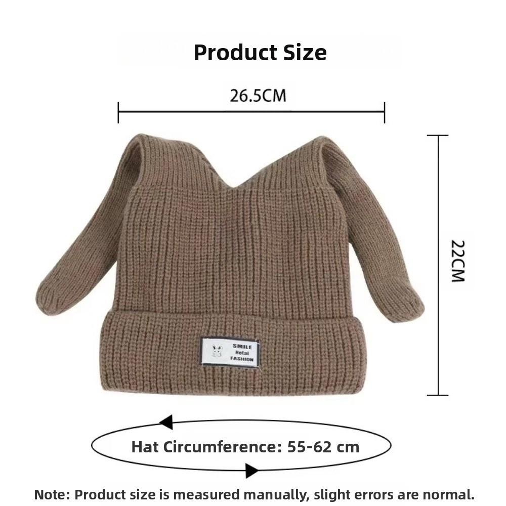 Fashion Autumn and Winter Knitted Wool Hat Rabbit Ears Warm Tide Hat Niche Design Ear Protection Cap Men Women