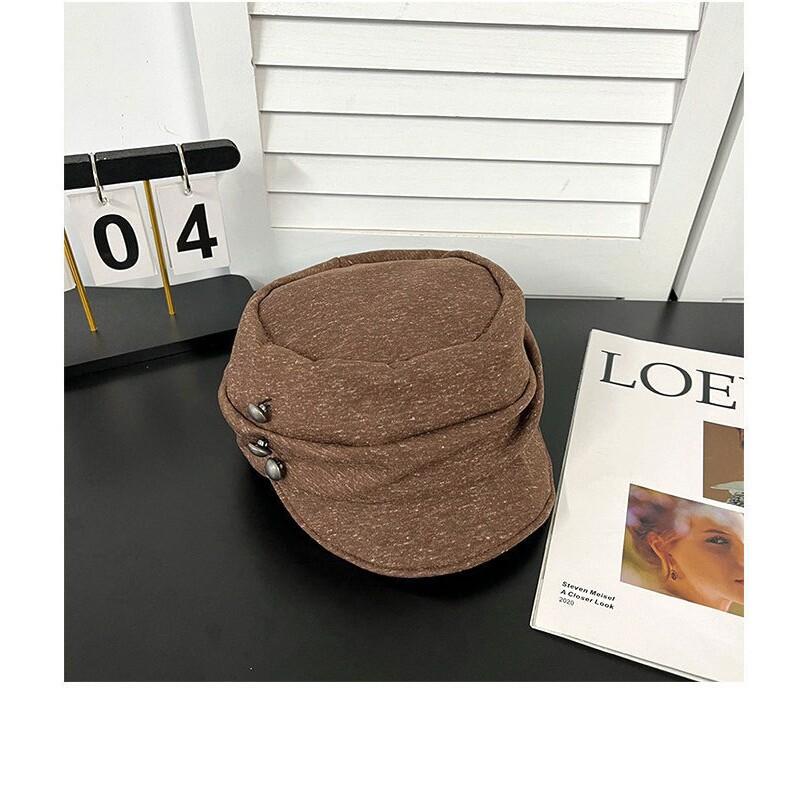 Retro pleated octagonal hat women's autumn and winter newsboy hat literary equestrian hat versatile face hat