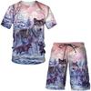 T Shirt & Shorts Sets 2piece Suit for Mens Animal Pattern Print Short Sleeve Tracksuit Leisure 3D Polyester Man's Set