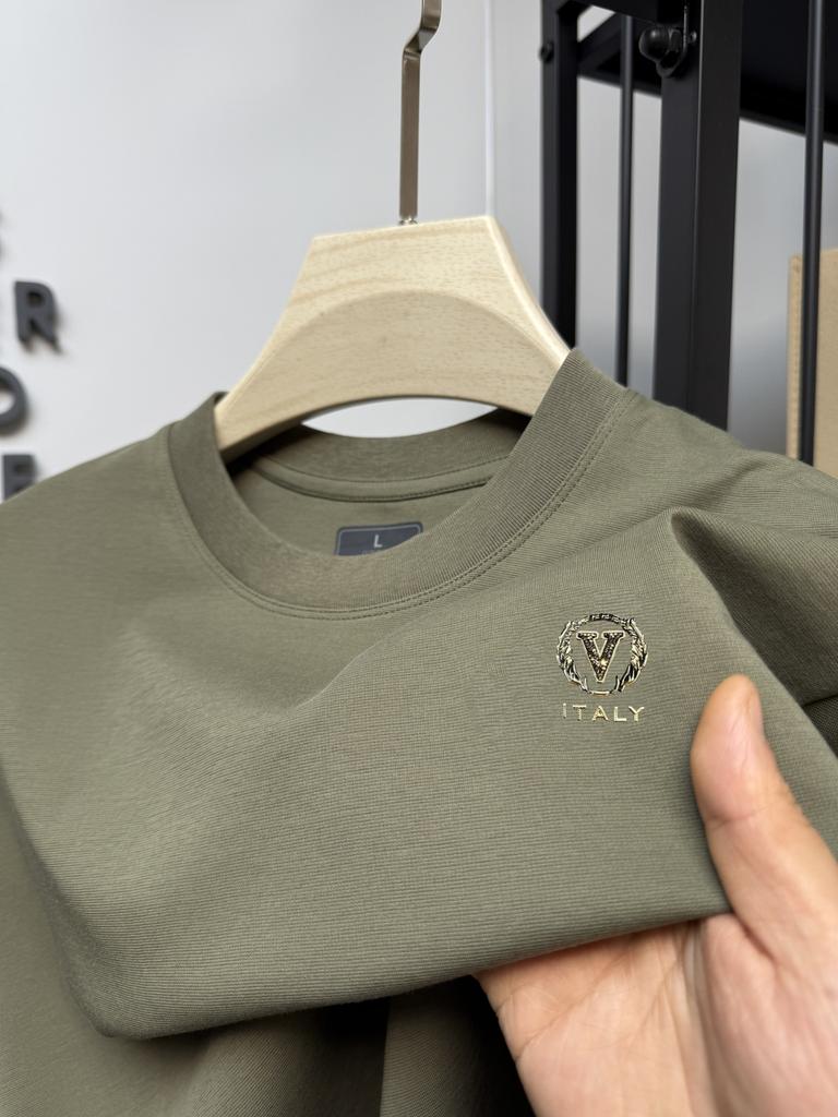 260GSM men's summer T-shirt, Korean fashion, loose short-sleeved basic T-shirt, solid T-shirt, Unisex large-sized T-shirt