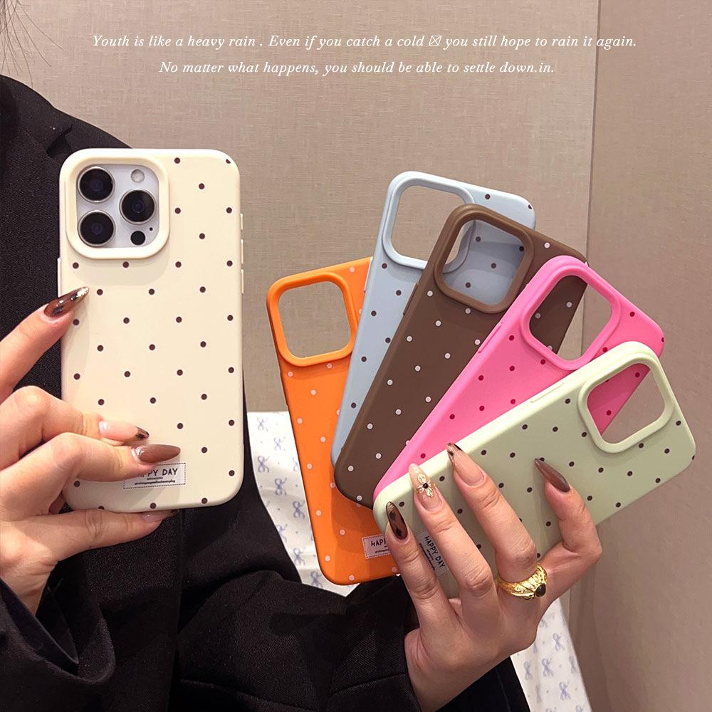 Polka Dot Glutinous Rice Shell Is Suitable for Apple 17proamx Mobile Phone Case, Fashionable iPhone15/13/11 Anti-drop Soft Case 16.