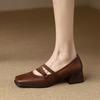 French retro Mary Jane shoes women's brown autumn 2025 new mid-heel square head light mouth single shoes