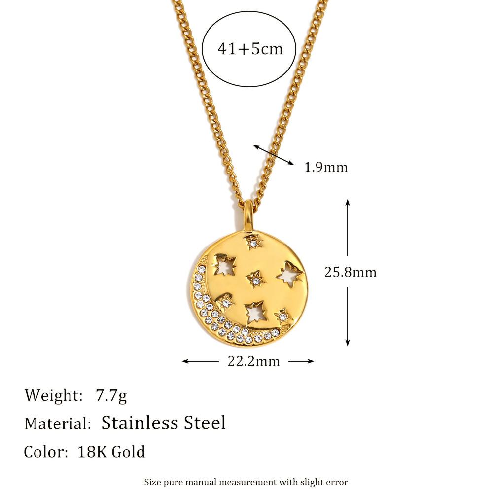 Retro Fashion Personality Pendant Unisex European American Niche Minimalist Creative Necklace 18K Gold Sun And Moon Accessories