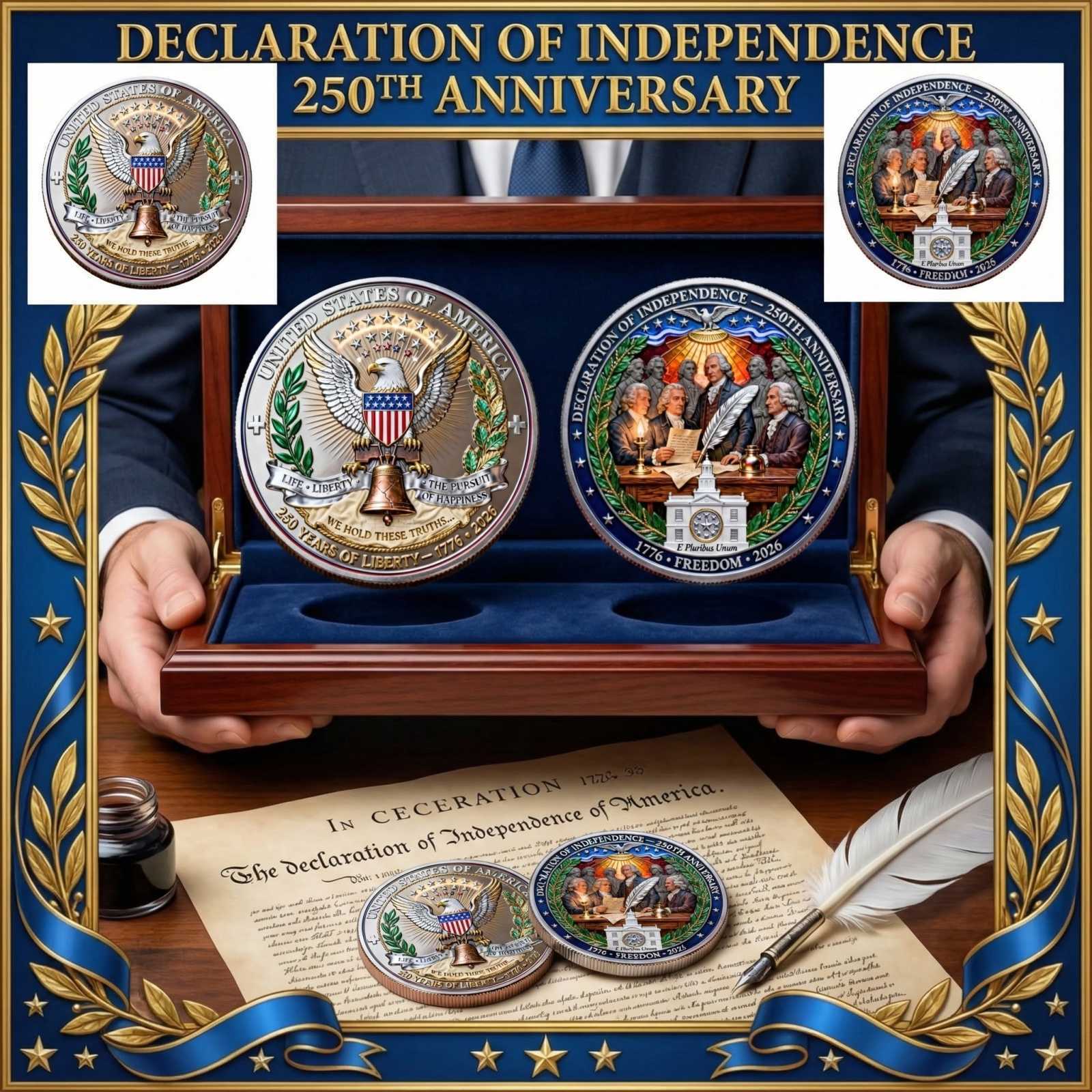 

250th Anniversary Commemorative Coin Of The Declaration Of Independence One Size синій