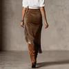 Retro Western European Suede Skirt with Irregular Design, Solid Color, 2026 Style