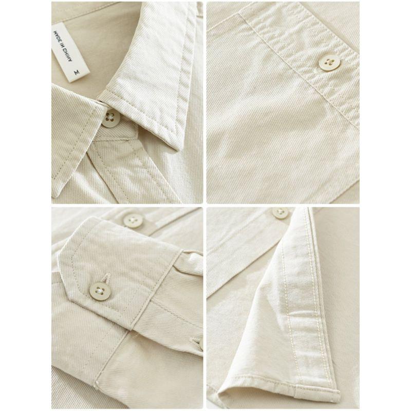 Spring & Fall Japanese Hong Kong Style Fresh Minimalist Long Sleeve Shirt Men Pink Loose Leisure All-Matching Shirt Coat Pure Cotton