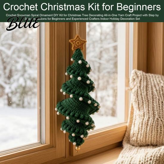 Winter Yarn Crafts Santa Craft Crochet Kit Christmas Spiral for Family DIY Snowman Creative Holiday