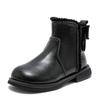 Bottines courtes pour filles à bout rond antidérapantes bottines pour enfants avec nœud mignon 2024 nouvelles bottines Chelsea en cuir pour filles avec fermeture éclair latérale