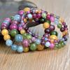 Bohemian Natural Stone Colorful Stone 4-10mm Elastic Bracelet Women's Sweet Trendy Vacation Handmade Zircon