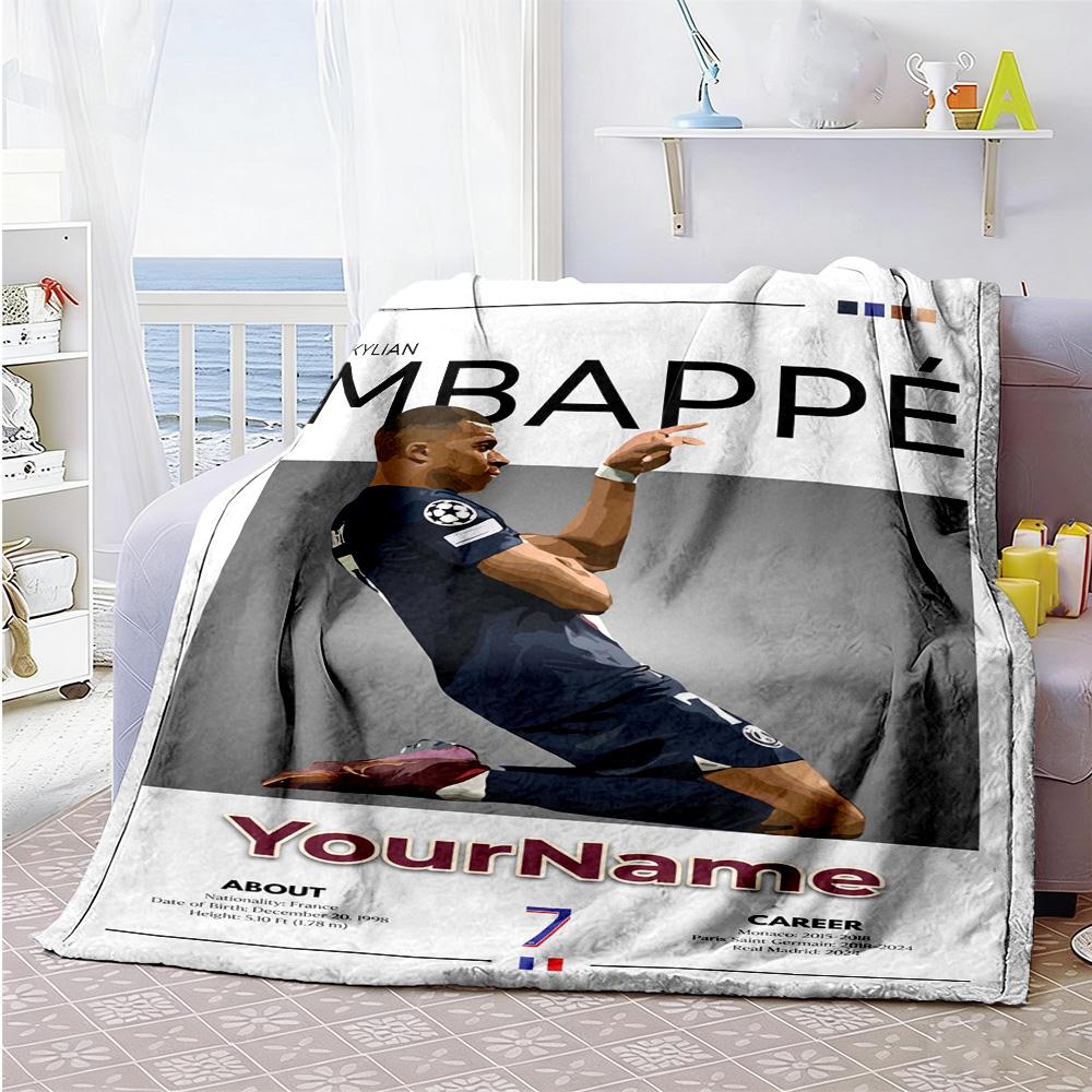 Mbappe 275 Personalisierbare Decke Gemütliche Personalisierbare Decke Bequem Geeignet für Sofa Strandstuhl Büro Ganzjahresnutzung