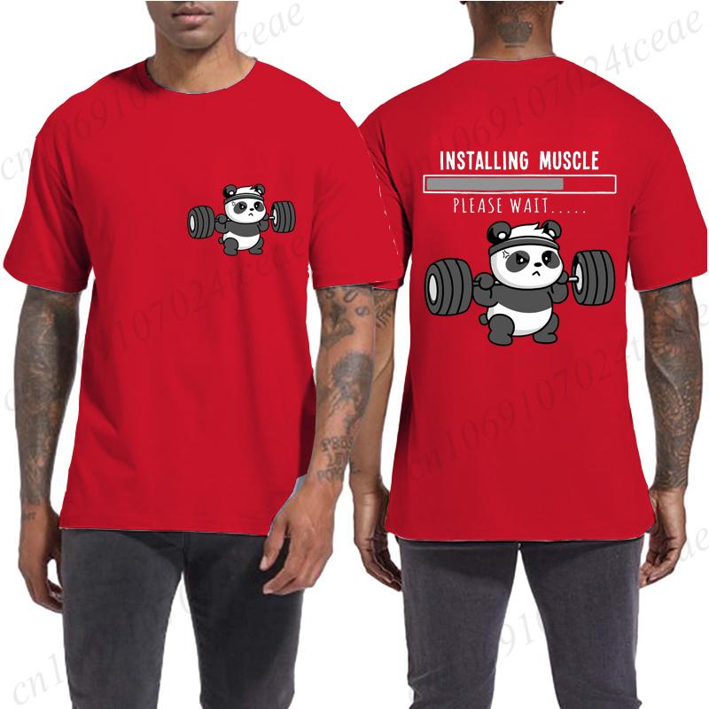 Funny Panda Weightlifting Squat Gym Quote Graphic Print T Shirts Men Women Kawaii Meme T-shirts Male Casual Tees Short Sleeve
