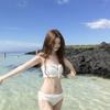 Korean Sexy Pure Desire Style White Suspender Bikini Split Small Chest Vacation Hot Swimsuit Women